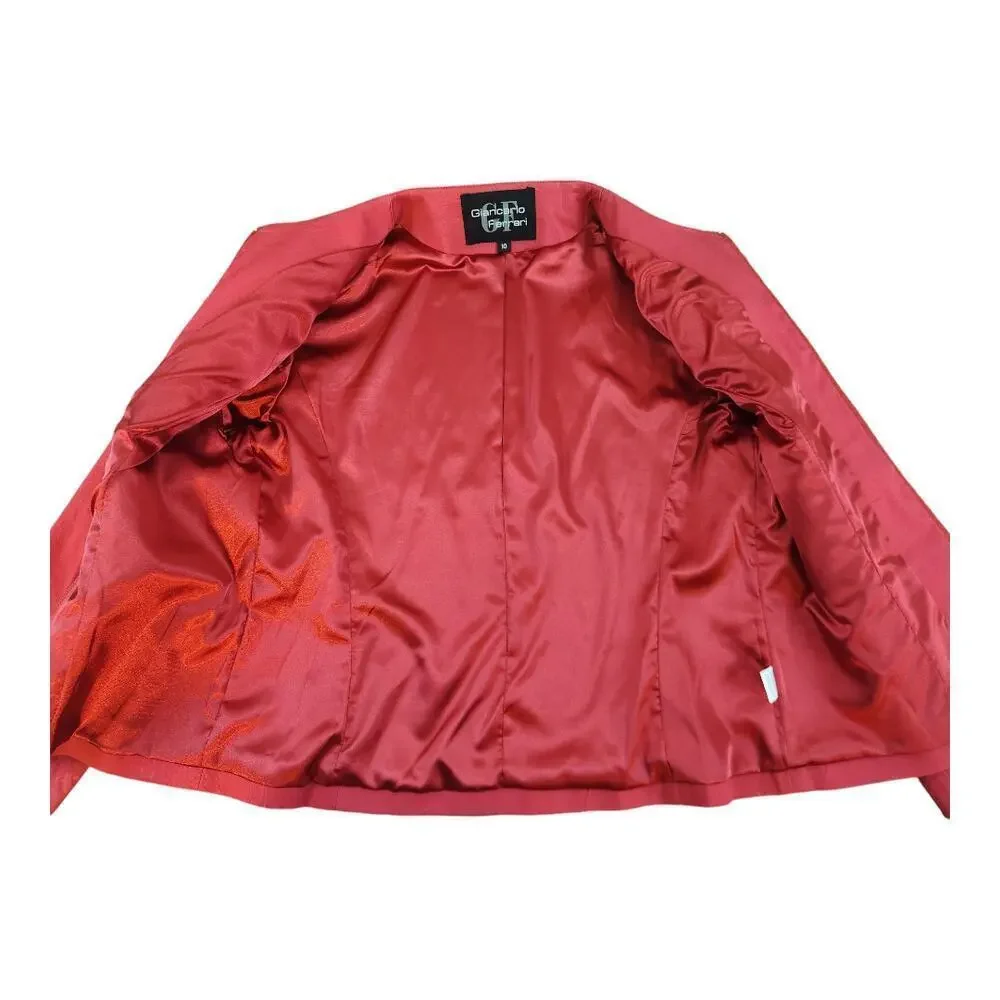 Giancarlo‎ Ferrari vintage red ruffle tiered womens jacket holidays sz 10